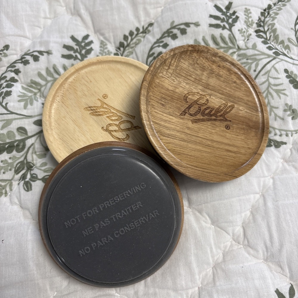 BALL WOODEN Mason Jar LID Regular Mouth AirTight Food Storage Rubber‎ Seal